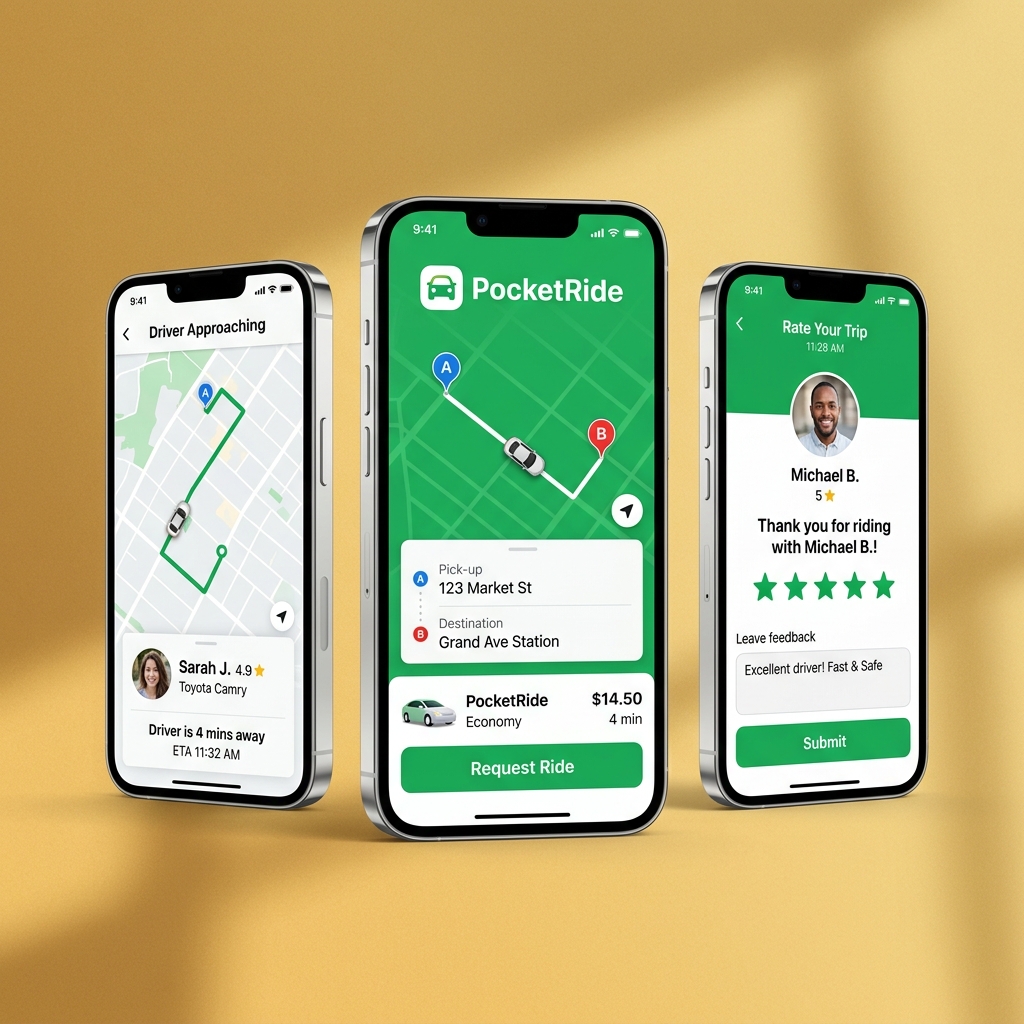 PocketRide - MVP ride-hailing mobile app